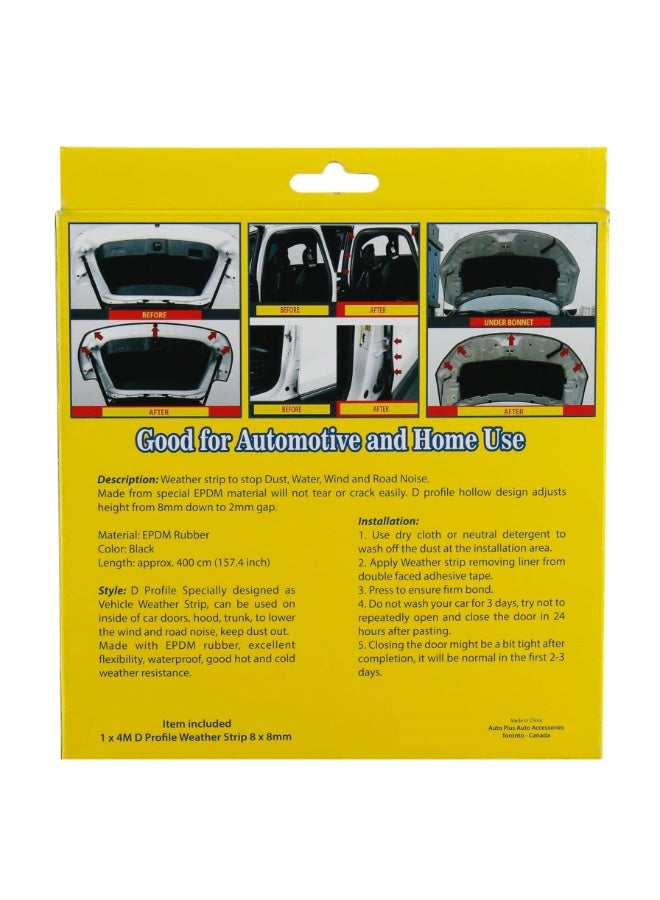 Autoplus D Profile Weather Strip Foam Tape Weather-Resistant EPDM Rubber - Image 3